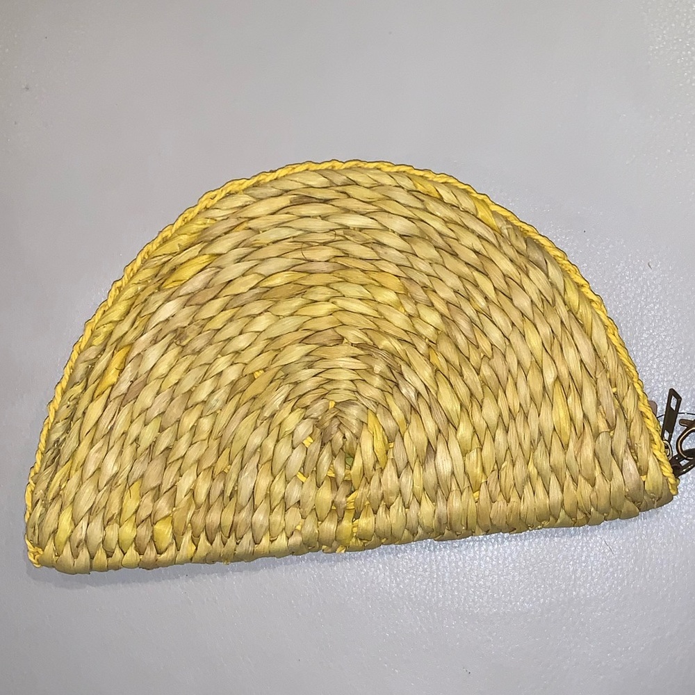 Straw half circle semi circle clutch / purse / bag